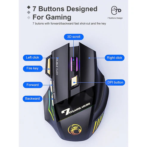 MOUSE GAMER INALAMBRICO IMICE GW X7 GAMING