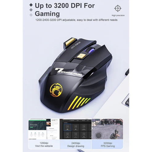MOUSE GAMER INALAMBRICO IMICE GW X7 GAMING