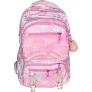MOCHILA NIÑA ROSADA TRIPLE BOLSILLO