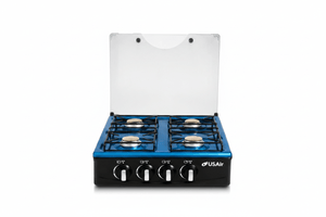 USAir Cocineta a Gas 22" | 4 Quemadores · Tapa de Vidrio · Acero Inox.