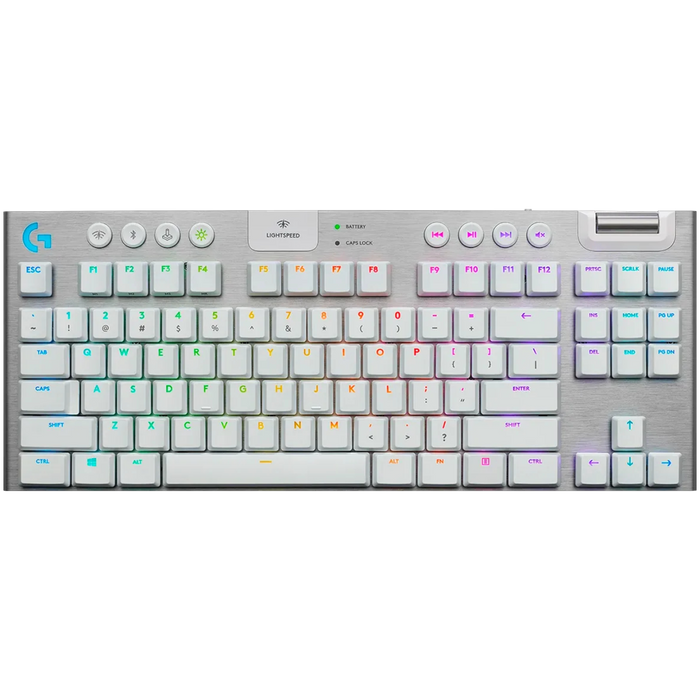 TECLADO MECANICO LOGITECH GAMER G915 TKL RGB MECANICO SWITCH GL TACTIL WIRELESS BLANCO