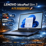 Laptop Lenovo IdeaPad Slim 3 Ryzen 7 7735HS 16GB RAM 512GB SSD 15.3" FHD – Alto Rendimiento