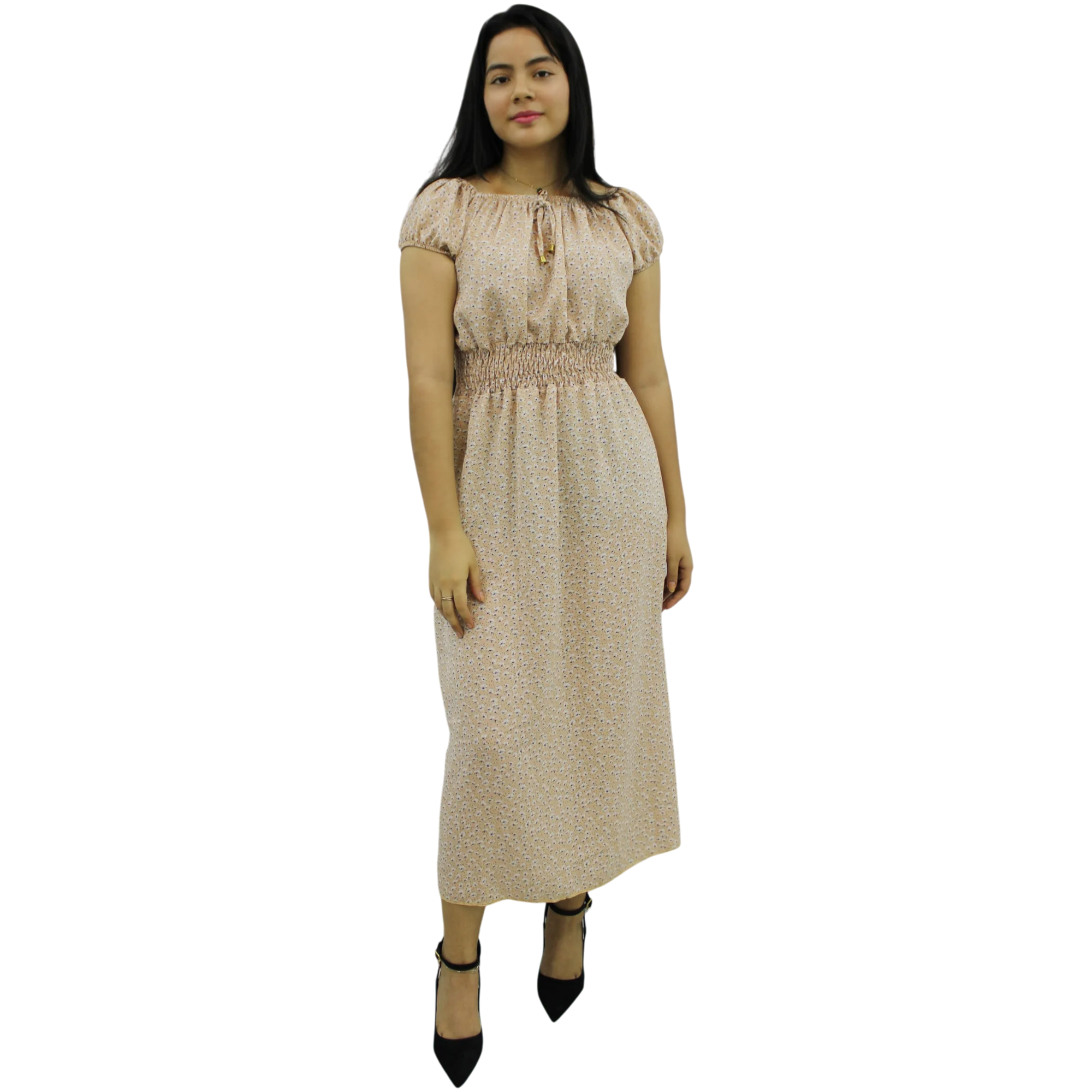 NATIONAL HANDCRAFTED BEIGE FLORAL DRESS