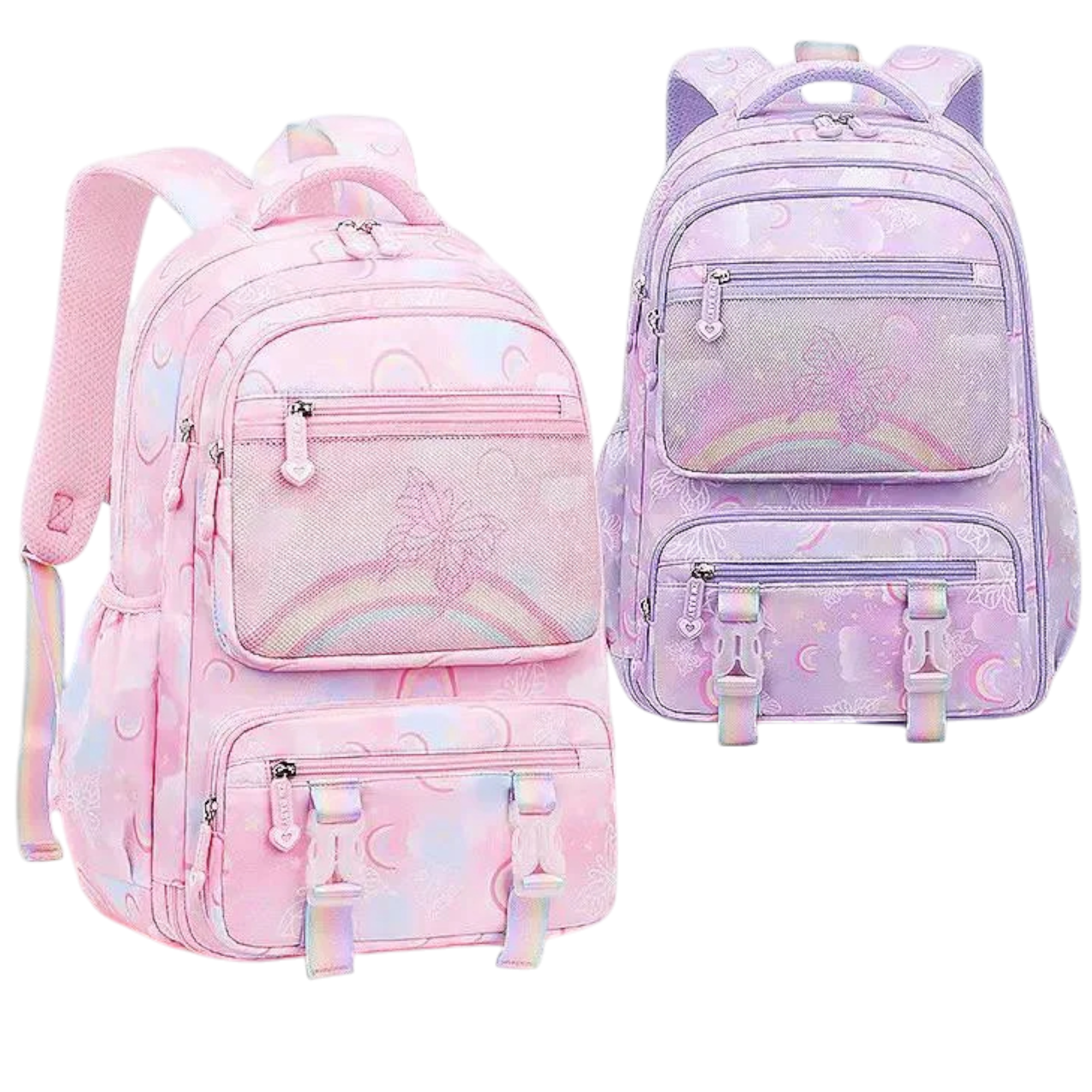 GIRL'S BACKPACK WITH DOUBLE POCKET, LILAC