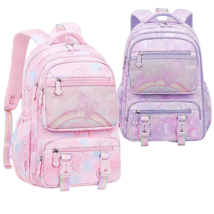 MOCHILA NIÑA BOLSILLO DOBLE LILA