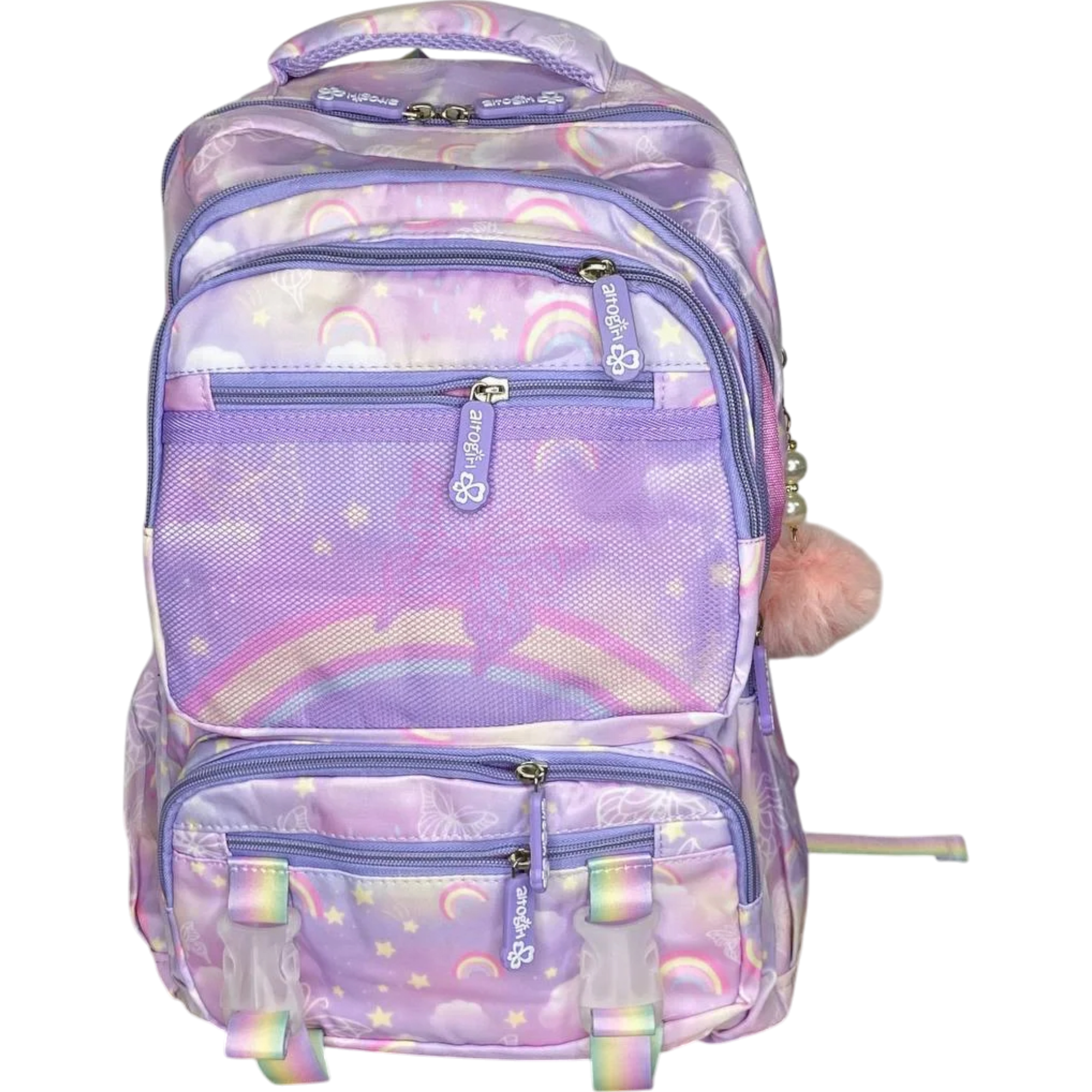 GIRL'S BACKPACK WITH DOUBLE POCKET, LILAC
