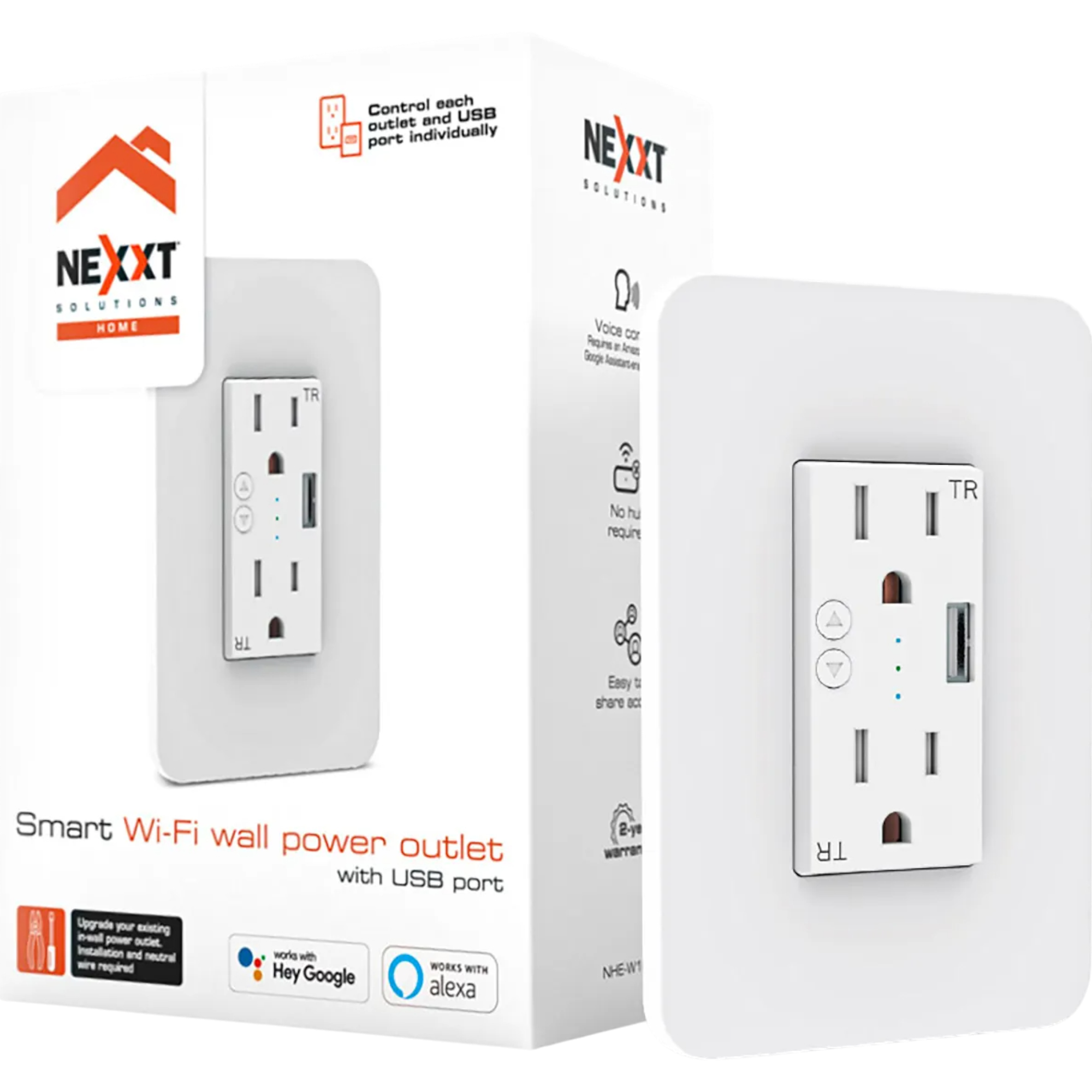 TOMACORRIENTE DE PARED NEXXT SOLUTIONS INTELIGENTE WI-FI CON PUERTO USB