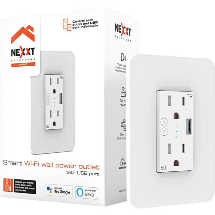 TOMACORRIENTE DE PARED NEXXT SOLUTIONS INTELIGENTE WI-FI CON PUERTO USB