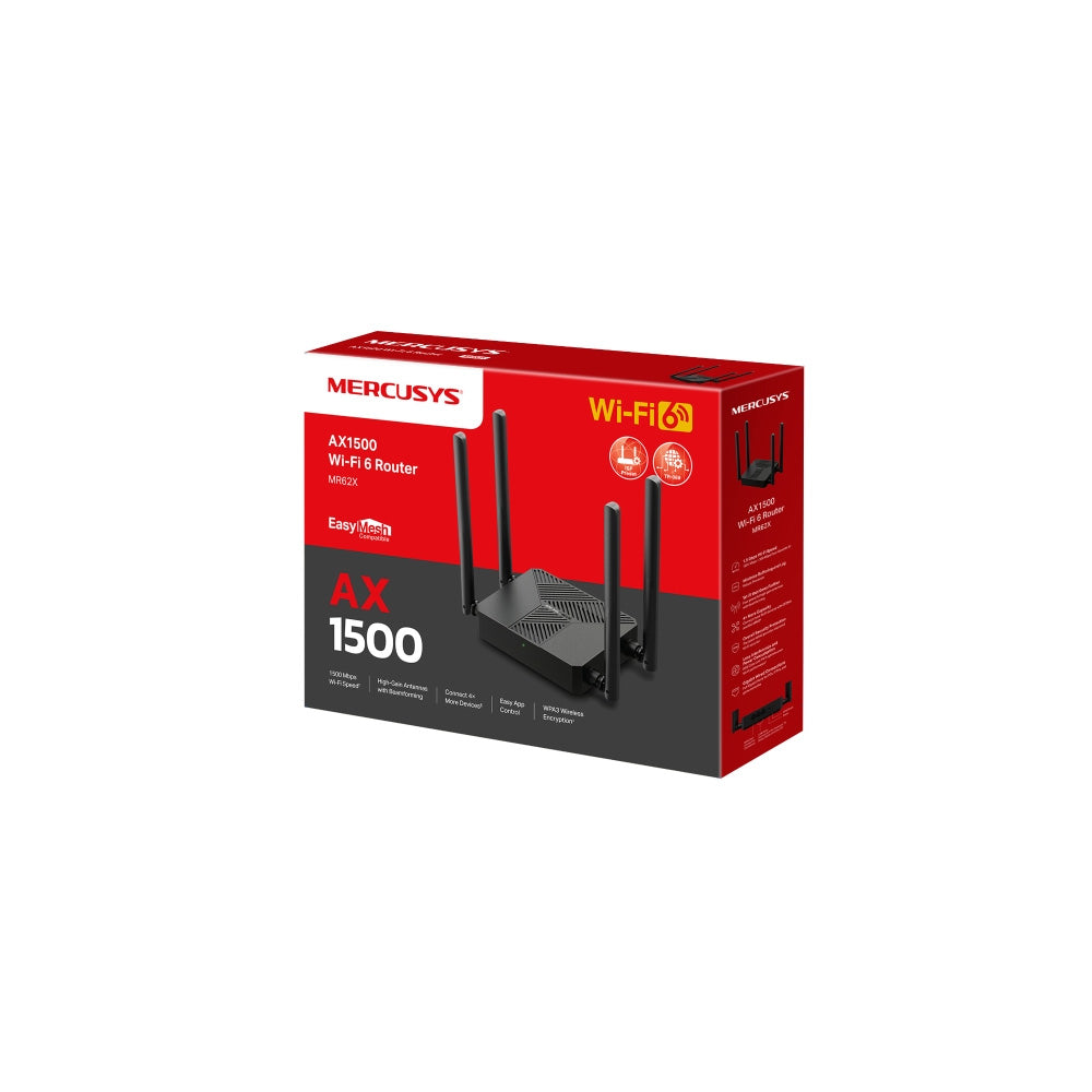 ROUTER/MERCUSYS/ MR62X WIFI 6 / AX1500 /DUAL BAND/4 ANT./PUERTOS GIGABIT