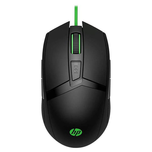 MOUSE HP 300 PAV GAMING GRN WITH CABLE BLACK