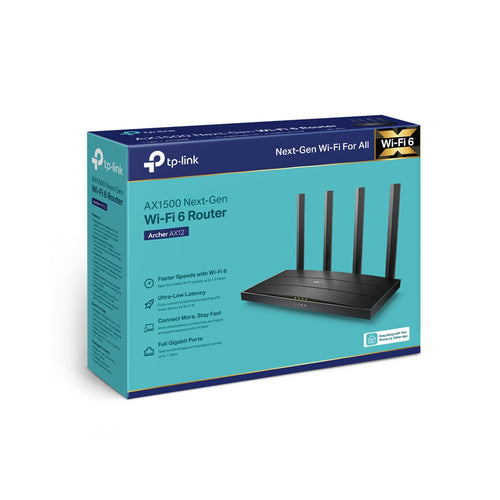 ROUTER TPLINK ARCHER AX12 WIFI 6 / AX1500 /DUAL BAND/4 ANT./4 PTOS. GE