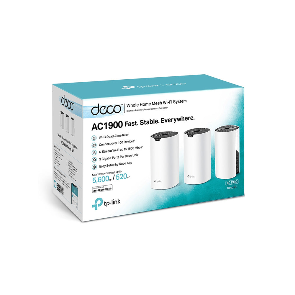 ROUTER TP-LINK DECO S7 (3-PACK) SISTEMA WIFI DE MALLA AC1900/MU-MIMO / 3 PTOS. GE / CONTROL PARENTAL