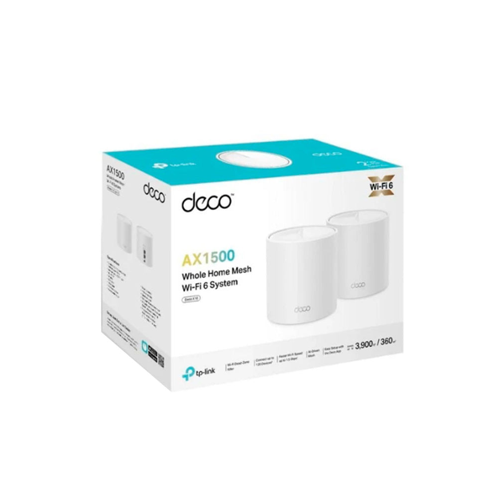 ROUTER/TPLINK/ DECO X10 /2-PACK SISTEMA WIFI DE MAYA AX15000 /120 DISP. CONECTADOS/2 PTOS GIGABIT