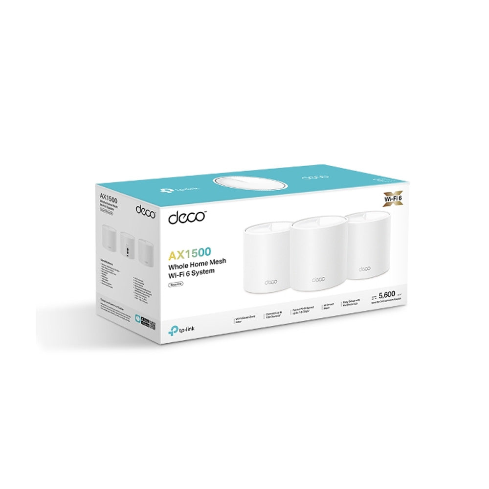 ROUTER/TPLINK/ DECO X10 /3-PACK SISTEMA WIFI DE MAYA AX15000 /120 DISP. CONECTADOS/2 PTOS GIGABIT