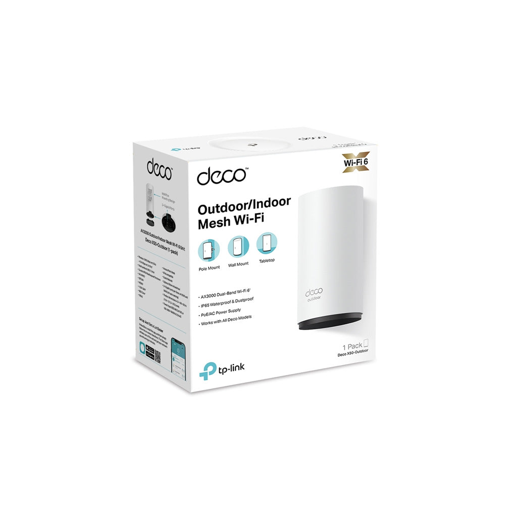ROUTER TPLINK DECO X50 EXTERIOR (1 PACK ) SISTEMA WIFI DE MAYA AX3000 /IP65/ 2 PTO GE/ POE