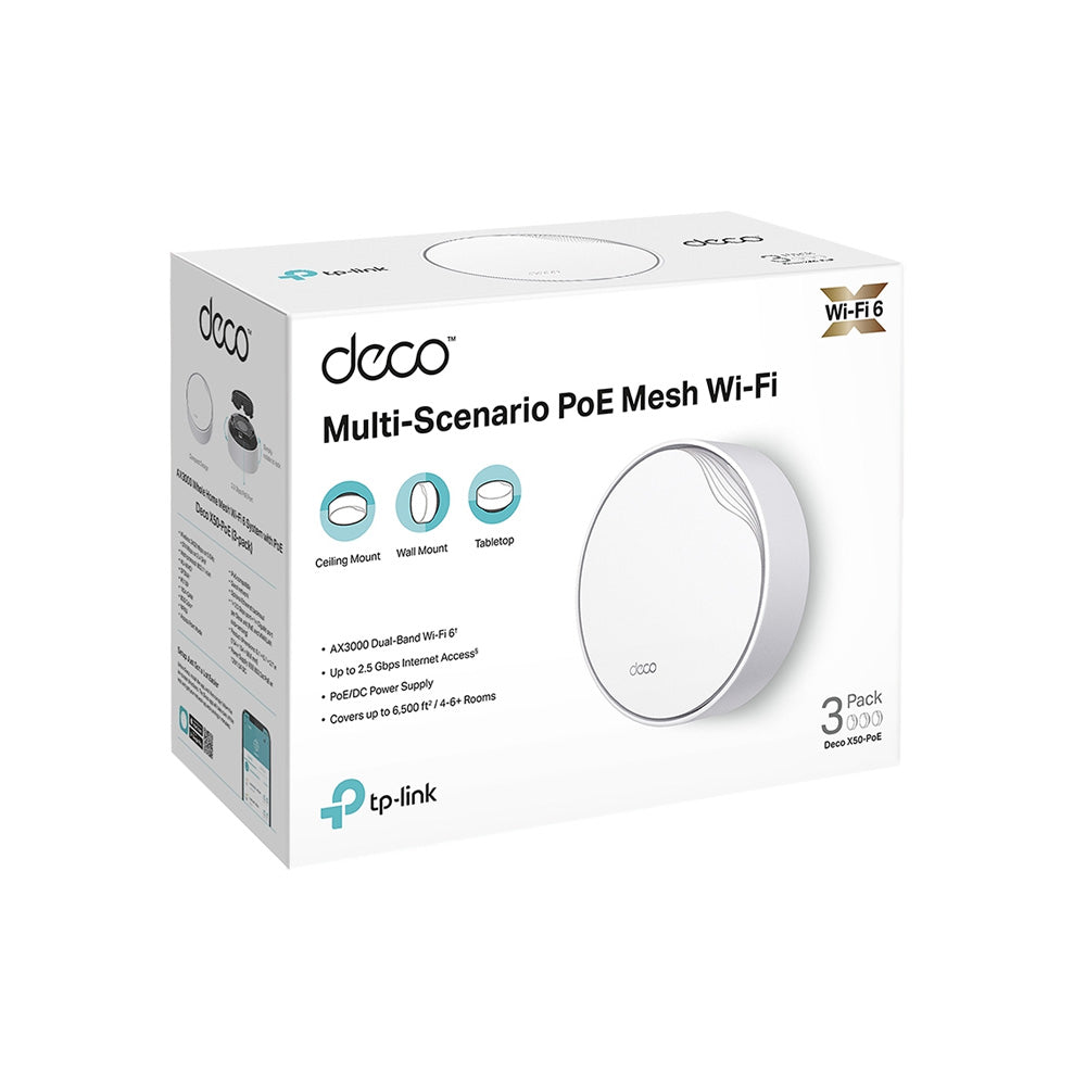 ROUTER TPLINK DECO X50-POE 3-PACK SISTEMA WIFI DE MAYA AX3000 /150 DISP. CONECTADOS/ POE MULTIGI