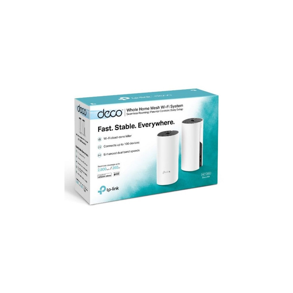 ROUTER TP-LINK DECO M4 (2-PACK) SISTEMA WIFI DE MALLA AC1200, QUALCOMM CPU, 867MBPS 5GHZ