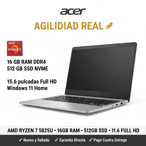 Laptop Acer Aspire Ryzen 7 5825U 16GB 512GB SSD - Agilidad Real | New Store Gye