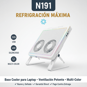 Base Cooler para Laptop N191 – Refrigeración Máxima y Juego de tintas hp 🌀