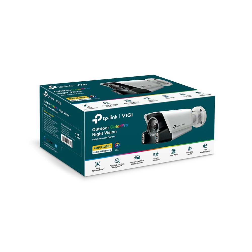 CAMARA TPLINK/VIGI C340S 4MM/EXTERIOR/COLOR PRO/4 MP/ANALISIS DE PERSONAS Y VEHICULOS/POE/AUDIO BI ACCESORIOS en Guayaquil Ecuador - NEW STORE