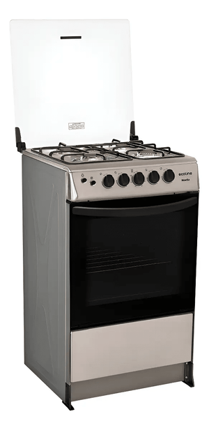 Cocina a Gas 24" — 4 Quemadores + Grill | Ecoline BIANCA Silver