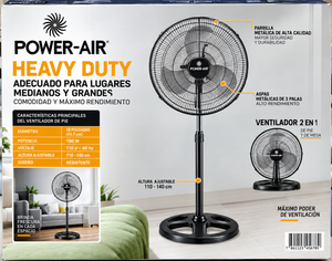 Ventilador Power-Air 18 Pulgadas 3VL con Aspas Metálicas Negro