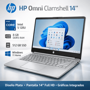 HP Omni Clamshell Notebook 14" – Intel Core 5-120U · 8GB DDR5 · 512GB SSD · Windows 11 Home 🚀