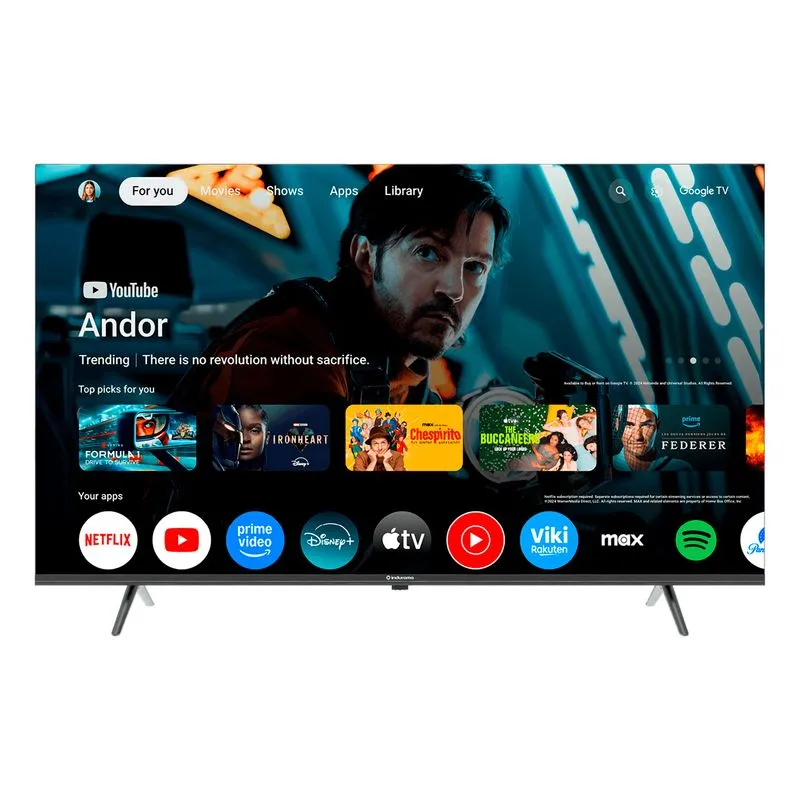 Indurama Smart TV 50" | UHD 4K · Google TV · Dolby Audio HDR10 · Frameless