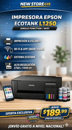 Impresora Epson L1250 WiFi EcoTank – Ahorro extremo de tinta + Impresión inalámbrica TECNOLOGÍA en Guayaquil Ecuador - NEW STORE