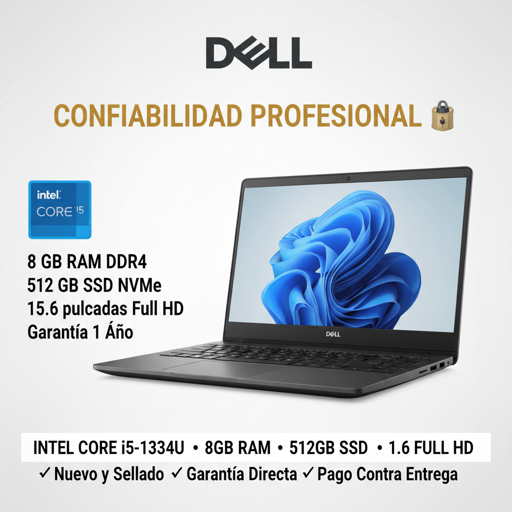 Laptop Dell DC15250 Core i5-1334U 8GB RAM 512GB SSD 15.6" – Confiabilidad Profesional Laptop en Guayaquil Ecuador - NEW STORE