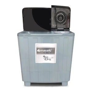 Lavadora Semiautomática Masaki MSK-150WM 15 kg Doble Tina Silver | 6 Niveles · Filtro Pelusas · Guayaquil