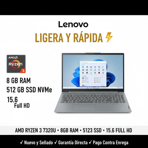 Lenovo IdeaPad Slim 3 Ryzen 3 - Fondo Blanco