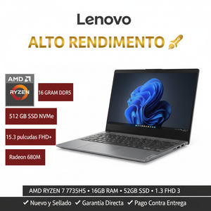 Laptop Lenovo IdeaPad Slim 3 Ryzen 7 7735HS 16GB RAM 512GB SSD 15.3" FHD – Alto Rendimiento