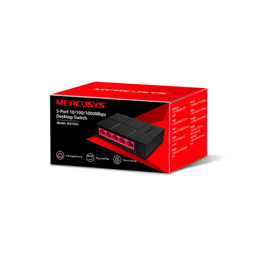 SWITCHES MERCUSYS MS105G 5 PUERTOS GIGABIT ESCRITORIO ACCESORIOS en Guayaquil Ecuador - NEW STORE