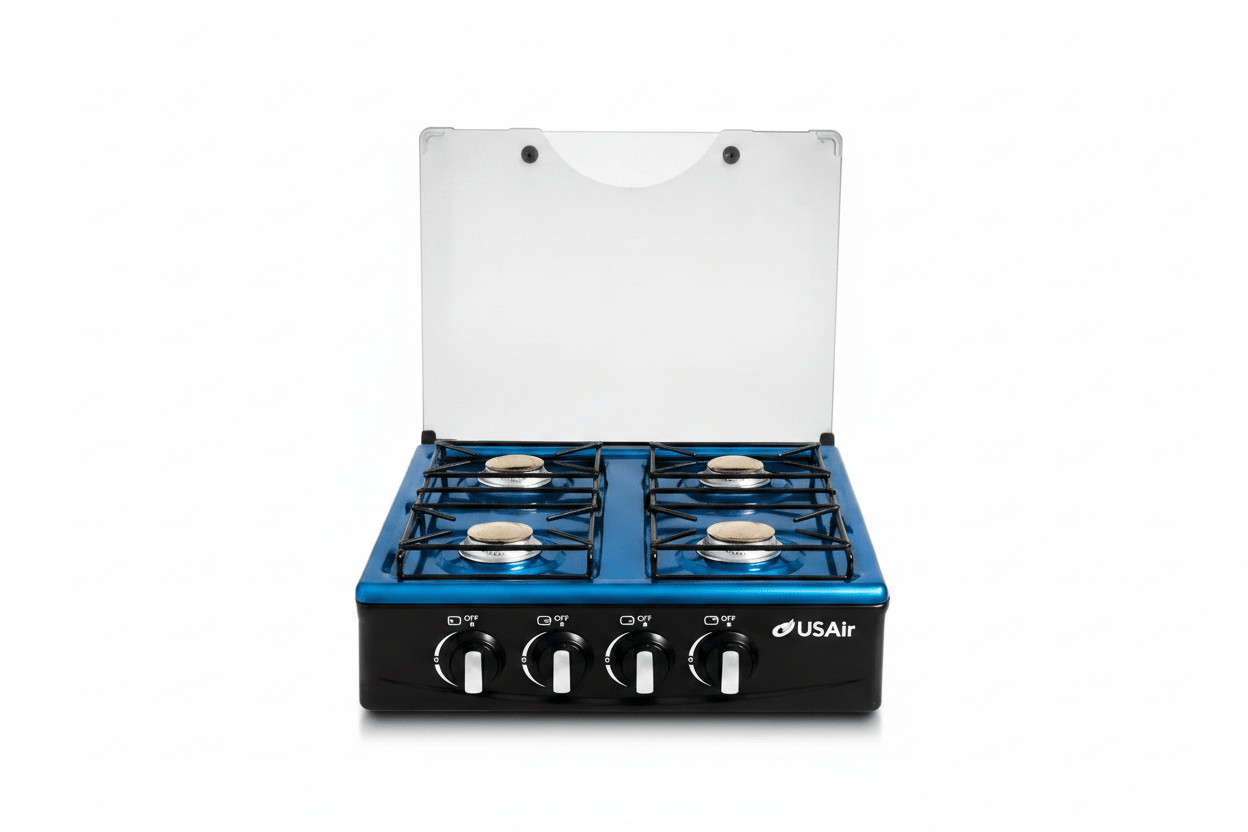 USAir Cocineta a Gas 22" | 4 Quemadores · Tapa de Vidrio · Acero Inox. Cocinetas en Guayaquil Ecuador - New Store Gye